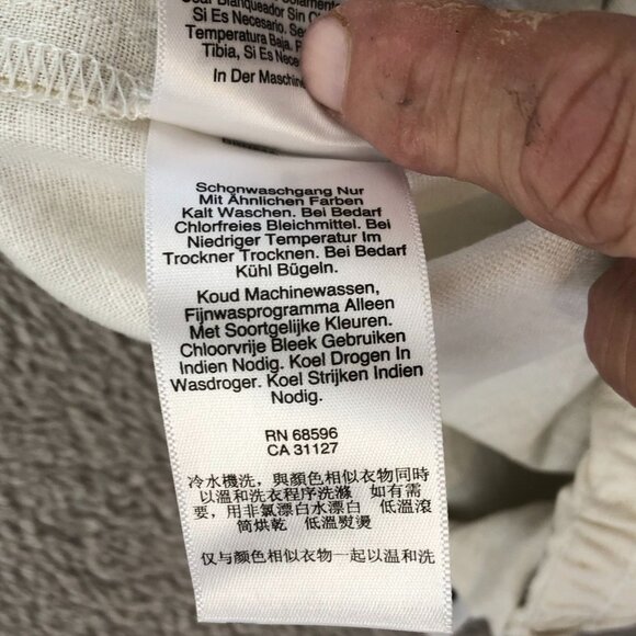 NWT DKNY Pure Womens Pants Small Linen Blend Wide Leg Beige Abstract Pull On - Picture 12 of 15